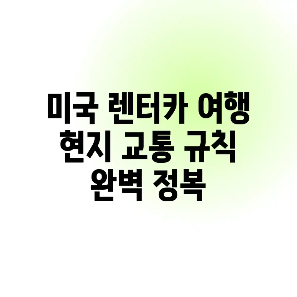 미국 렌터카 여행, 현지 교통 규칙 완벽 정복