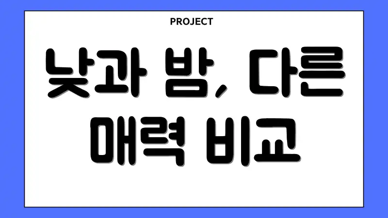 낮과 밤, 다른 매력 비교