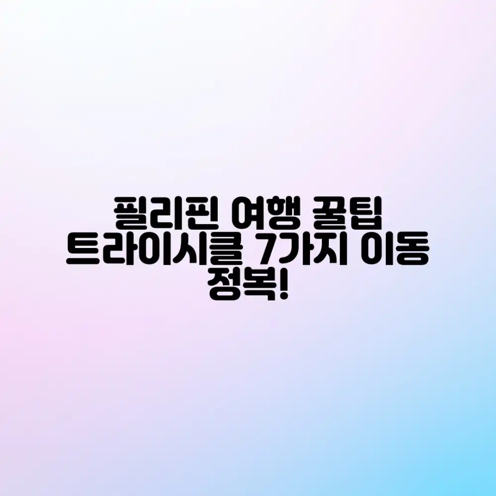 필리핀 트라이시클 여행 꿀팁 7가지 필리핀 트라이시클 여행 꿀팁 7가지