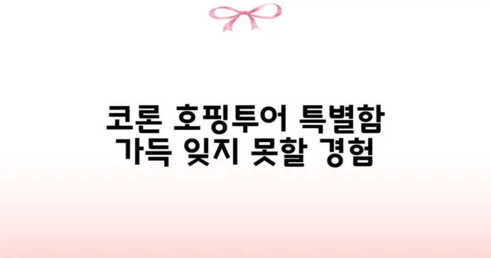 코론 호핑투어의 특별함