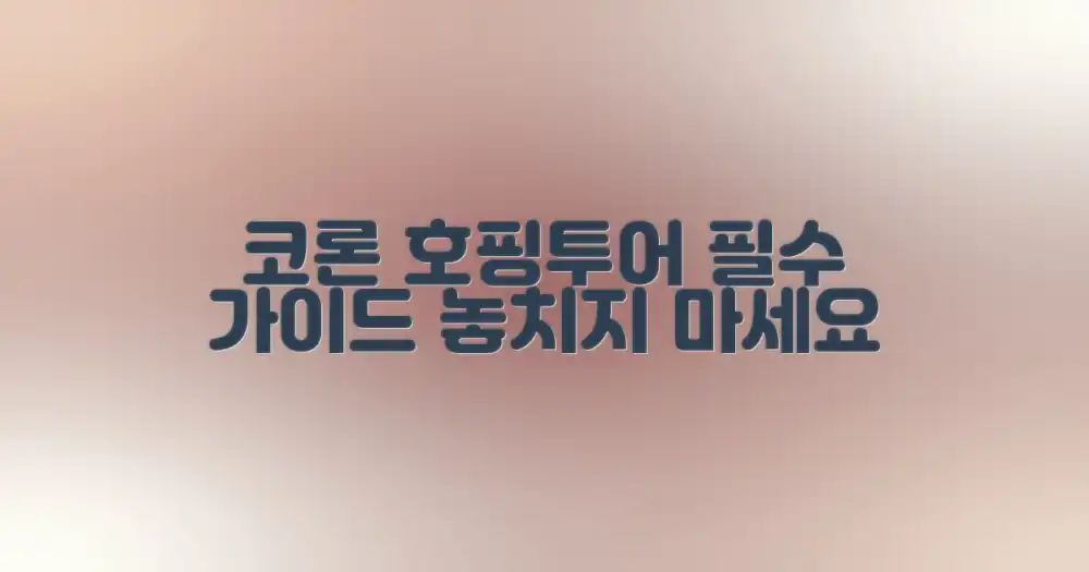 최고의 코론 호핑투어 찾는 방법