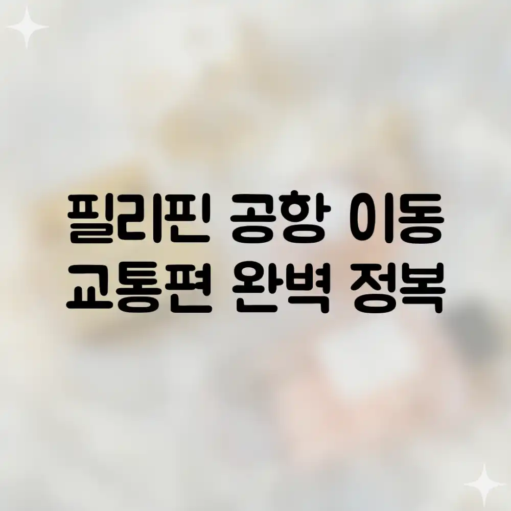 필리핀 공항 이동 : 교통편 완벽 정복